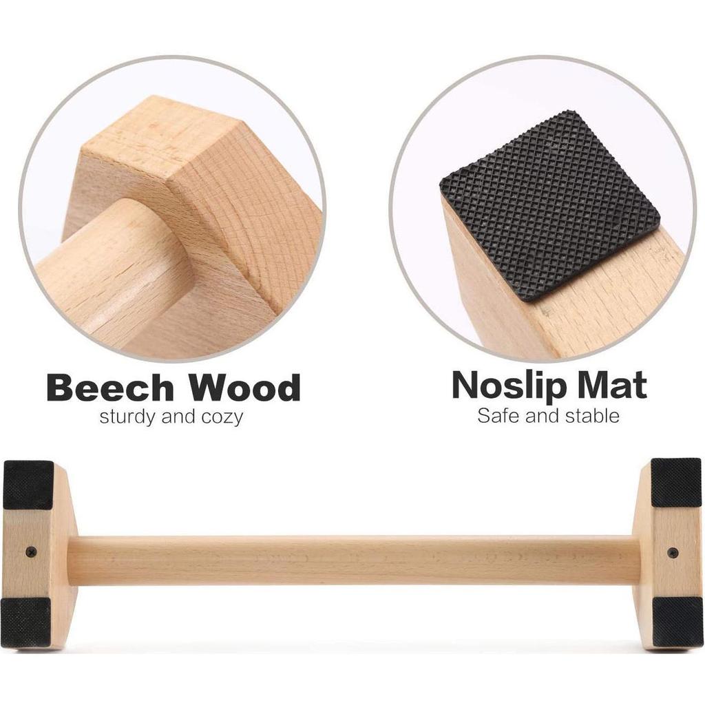 Russian-Style Solid Wood I-Beam Push-Up Bar and Back Extension Stand for Single/Double Handstands