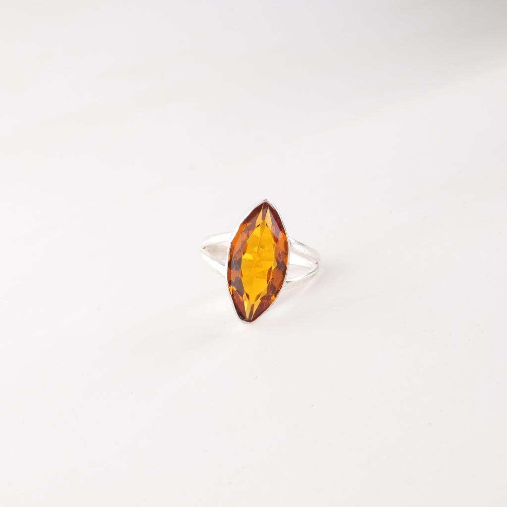 Gelber Citrin Edelstein 925 Sterlingsilber Handgefertigter Schmuck Statement Ring Für Sie RR-23-1