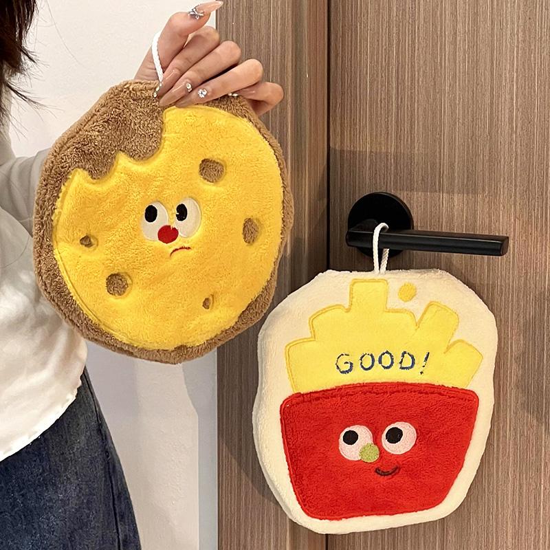 Thickened Cartoon Hand Towel Coral Fleece Bathroom Kids Wash Hand Cloth Kitchen Hanging Towel Super Absorbent Rag Handkerchief