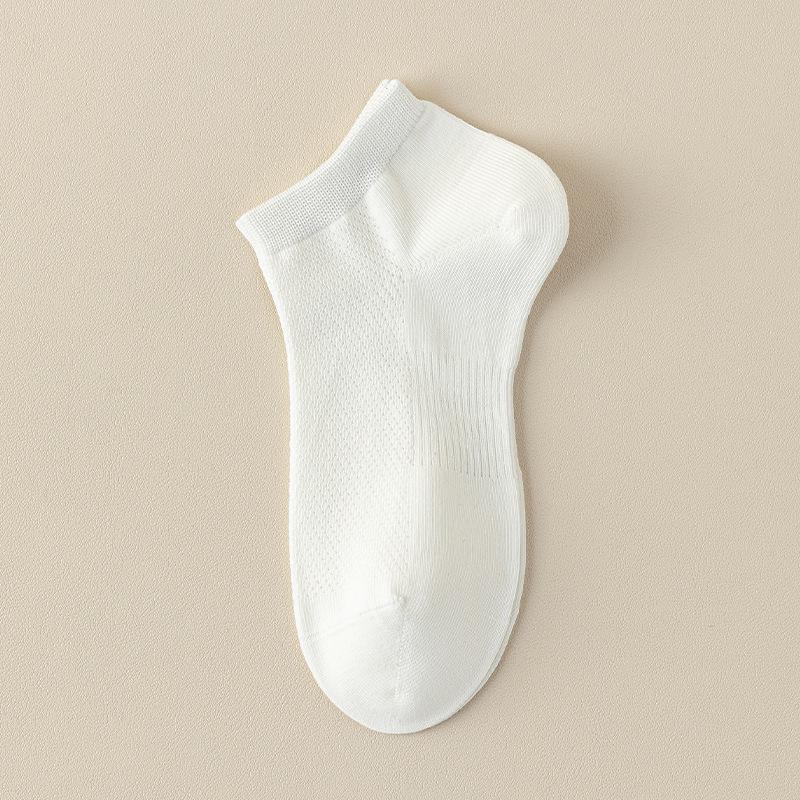

Женские весенне-летние дезодорирующие бесшовные носки из чистого хлопка, впитывающие пот, дышащие, сетчатые, однотонные, короткие 1 pair чистый белый
