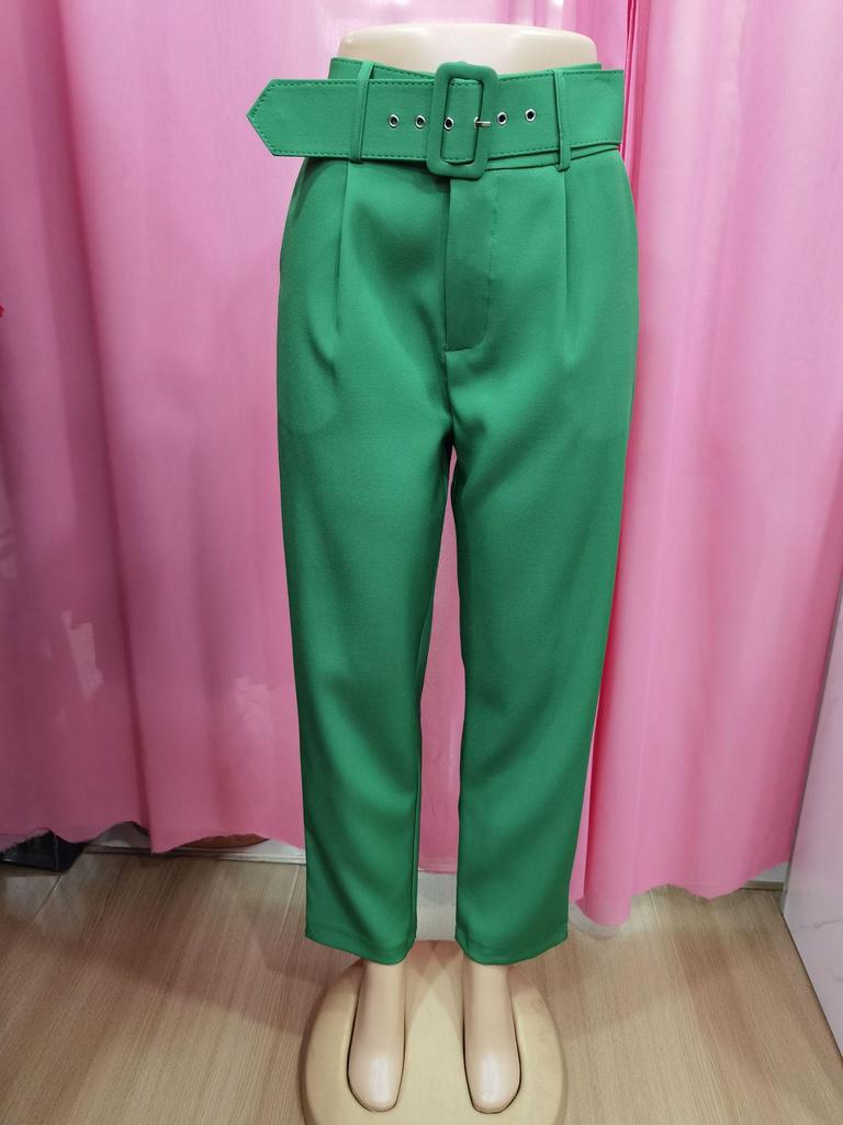 European & American Slim-Fit Straight-Leg Nine-Point Pants with Elastic Waistband