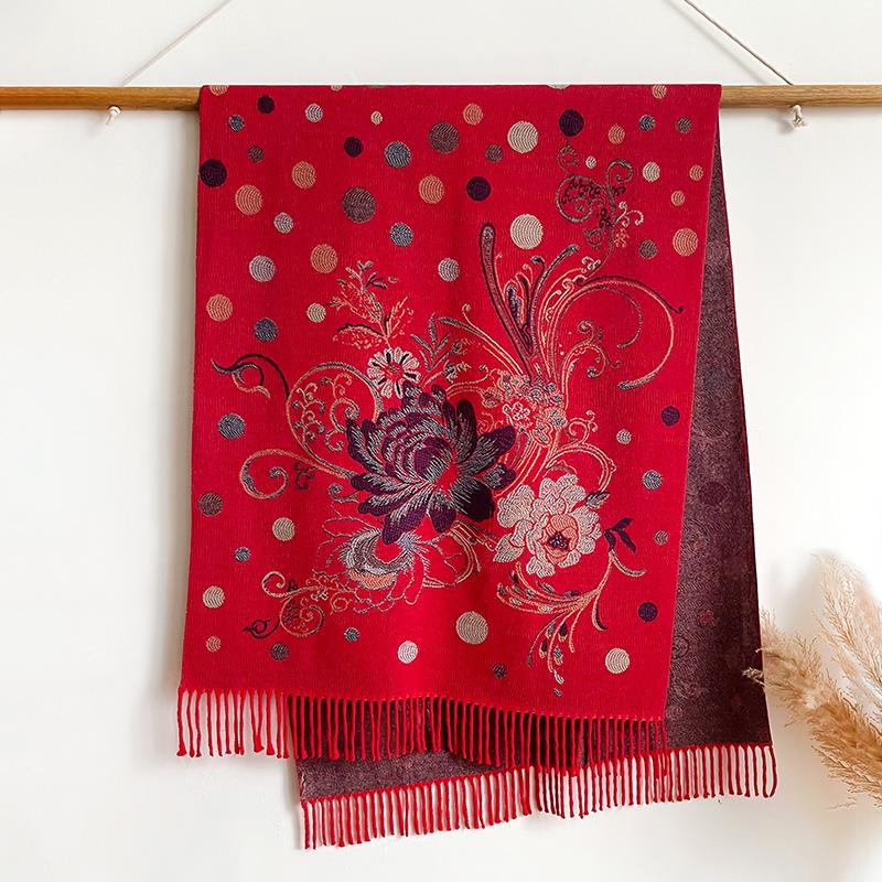 Cashmere Winter Scarf Women Warm Thick Pashmina Designer Ethnic Style Print Scarf Wraps Coldproof Windproof Blanket Shawls