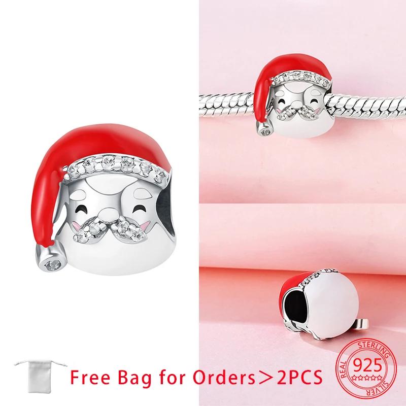 Santa Claus Christmas Tree Sleigh Gingerbread Man Beads Copper Charms Pendant Fit Women Diy Original Bracelet Jewelry Gift