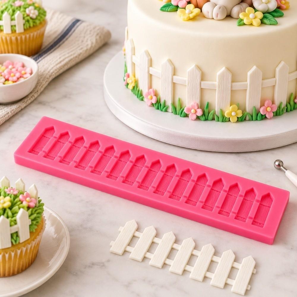 2pcs Non-Stick Surface Fondant Mold DIY Crafting Picket Fence Mold Silicone Cake Mold Baking