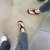 Cowhide version~ retro flat-bottomed metal sleeve toe buckle with sandals women's 2025 summer new pinch foot cool slippers