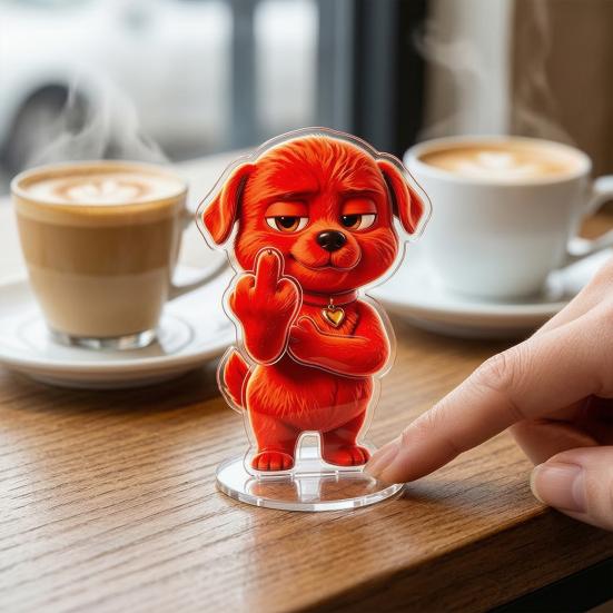 Red Dog Sign Funny Scenes Stand Clear High-Definition Acrylic Material