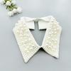 Elegant Vintage Pearl Embellished Handcrafted Collar for Women High-Quality Polyester Fiber Pearl Sewing Woven Necktie Style