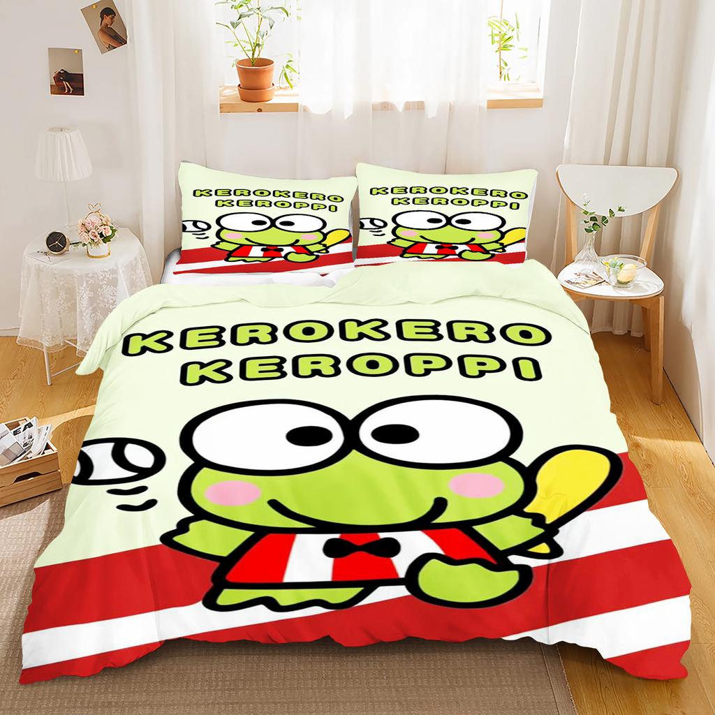 Keroppi Cartoon Quilt Cover Cute Big Eyed Frog Printed Soft Bedding Custom Made Home Baby Bedroom Comforter Children Gift
