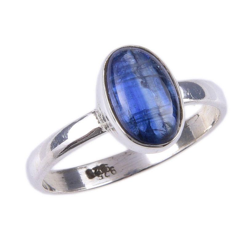 Natürlicher Kyanit Edelstein Handgefertigt 925 Massiv Sterlingsilber Ring Größe 7 e1w06