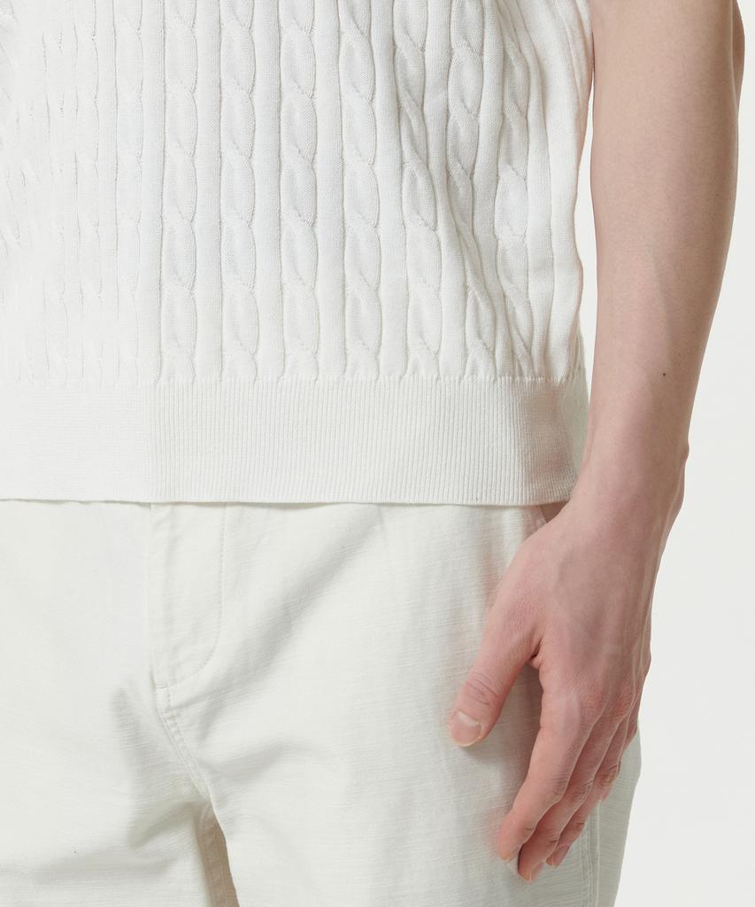 MUSINSA STANDARD Cable Crew Neck Short Sleeve Knit [Ivory]