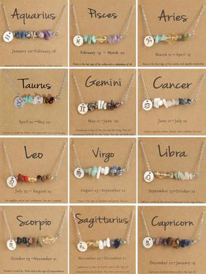 Yaratıcı Bohem 12 Burç Yapay Değerli Taş Kristal Boncuk Kolye Astroloji Takı Hediye Ona Ona Yılbaşı Hediyesi
