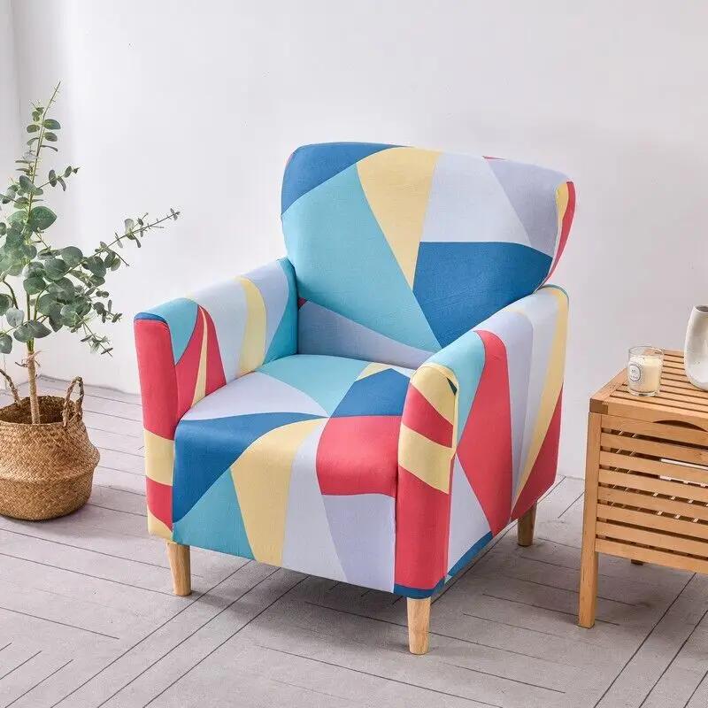 Floral Stretch Chair Cover Sofa Single Armchair Slipcover Highbackrest Protect Living Room Furniture Protector Home Decoration