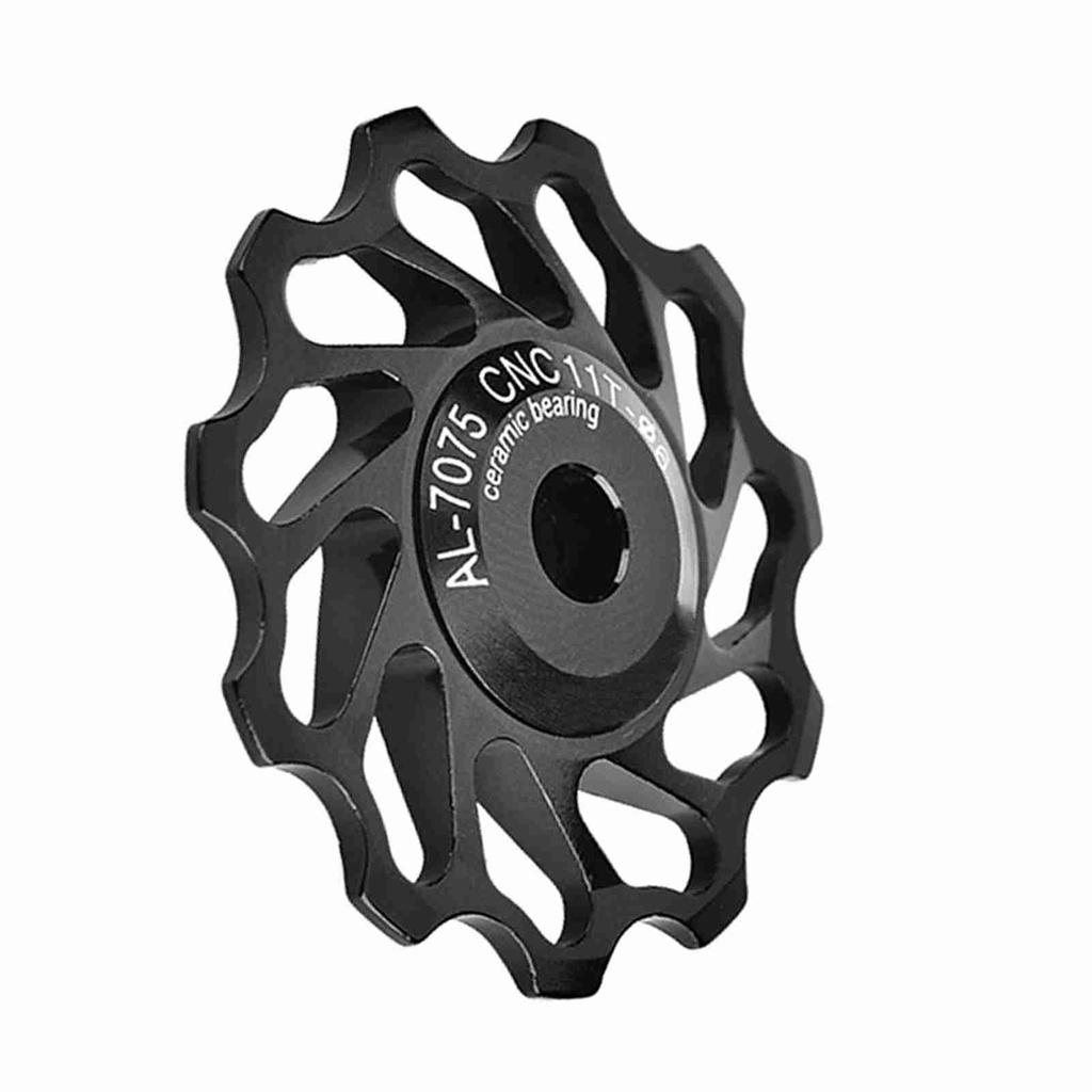 1 Pair Ceramic Bearing Rear Pulley Wheel Bike Roller (11T, Black)