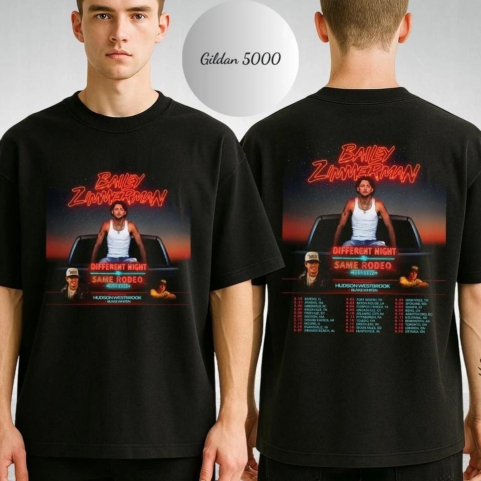 Bailey Zimmerman Different Night Same Rodeo Tour 2026 Poster TShirt Unisex T-Shirt S
