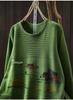 Autumn Cartoon Print Long Sleeve Knit Cotton Sweater for Women