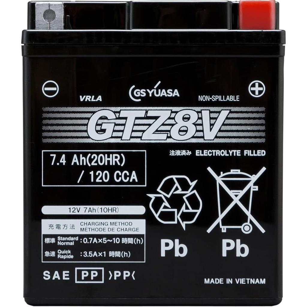 GS Yuasa GTZ8V Sealed Motorcycle Battery and [Pre-filled Charged] [GS Yuasa]