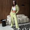 European and American Style Hooded Short Sweater Wide-leg Pants Suit Women, Autumn New Zipper Casual Sports Two-piece Set