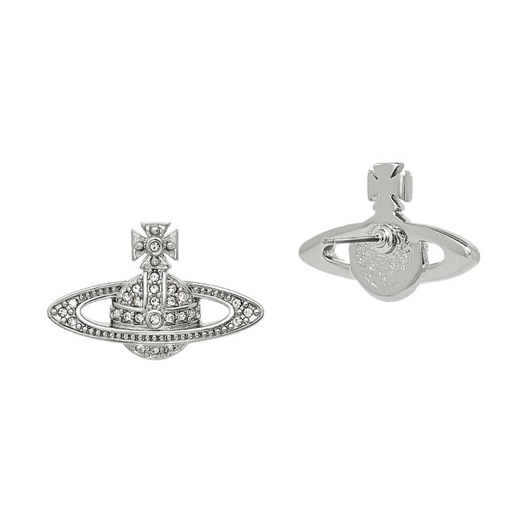 VIVIENNE WESTWOOD Mini Bas Relief Studs Classic Saturn Crystal Relief Earrings Women Earrings Brass 6202003302P116P116