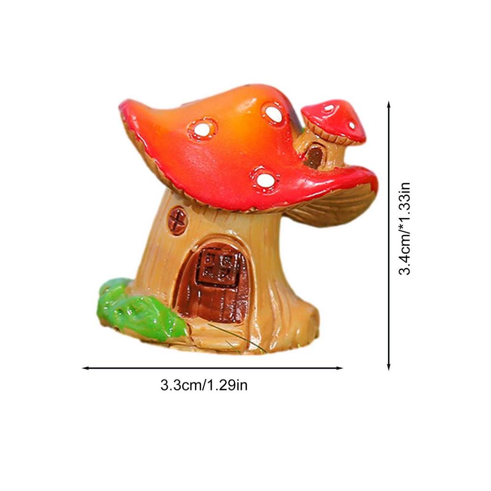 Mushroom House Resin Craft Figurine Dollhouse Building Terrarium Decor Miniature Fairy Garden Decoration Figure Accessories