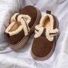 Nanbo Wan Women's Winter Non-Slip Cotton Slippers with Heeled Thick Sole and Plus Velvet Warmth for Indoor-Outdoor Wear.