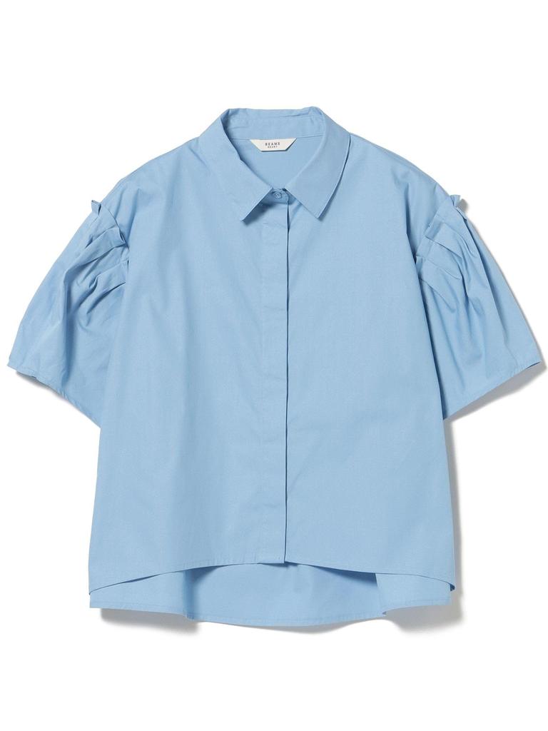 Beams Heart Shirt with Shoulder Big One Size Women's S/S Tucks, Shirt, SAX,