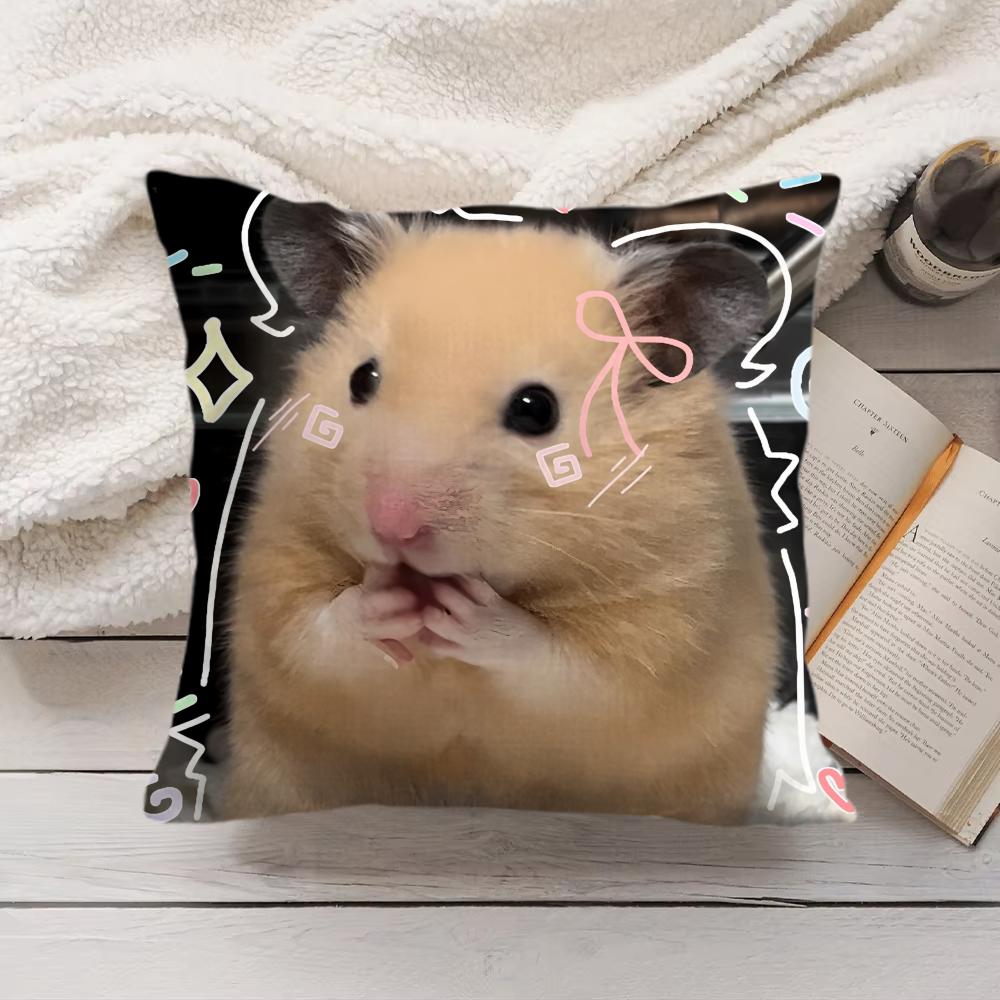 Cute Cat Dog Kawaii Gift Cushion Cover Silky Short Plush Invisible Zipper Dustproof Sofa Pillow Case For Home Decor