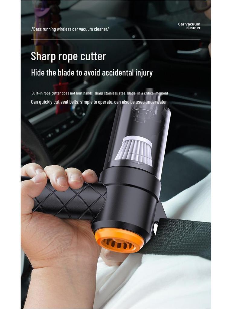 Wireless Six-in-One Car Vacuum: Emergency, Household, Mini Blow & Suction, with Charging.