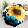 Sunflower, Blue Theme 8 Bone Hand Automatic Folding Umbrella, Compact and Portable Design, A Perfect Gift for Birthday, Christmas or Busines