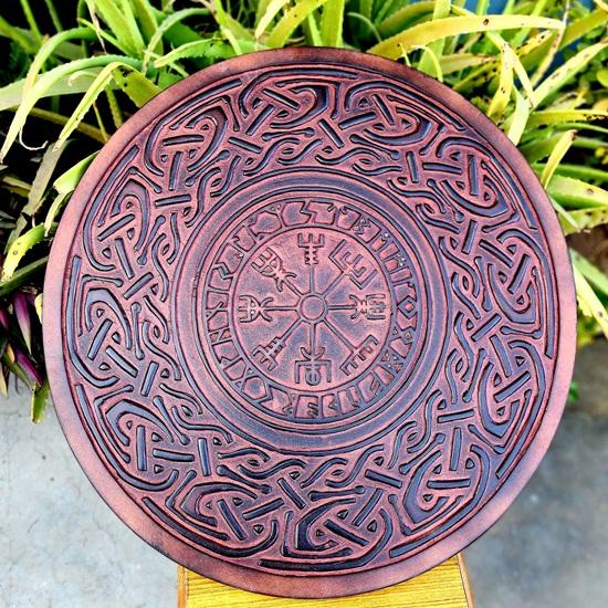 Viking Vegvisir Shield Engraved Wooden, Celtic Design 60.96 Cm Wall Decor Home Office Decor Christmas Wedding Anniversary Gift