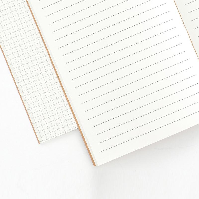 6 Pcs A4 Kraft Paper Notebook,36 Sheets 72 Pages/Book Horizontal Line Blank Grid Inner Page Student Learning Testbook QP-66