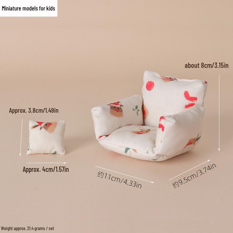 Dollhouse Miniature Fabric Sofa BJD Photo Prop Christmas Furniture Model