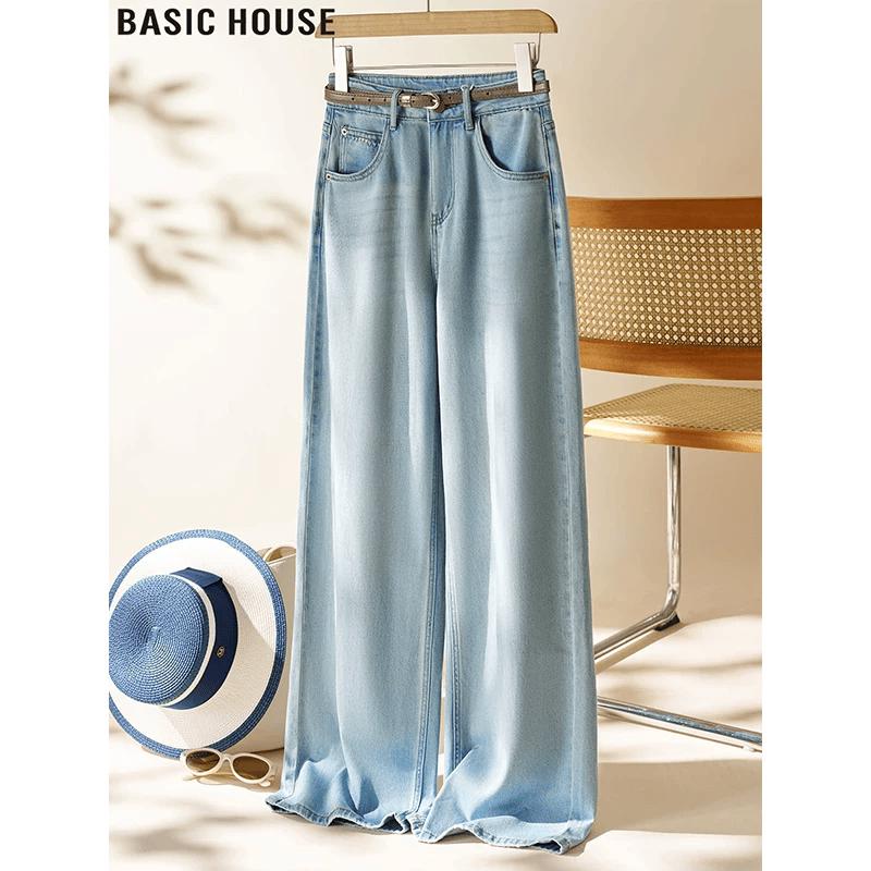 Basic House Women s Light Blue Tencel Straight-Leg Jeans 2XL