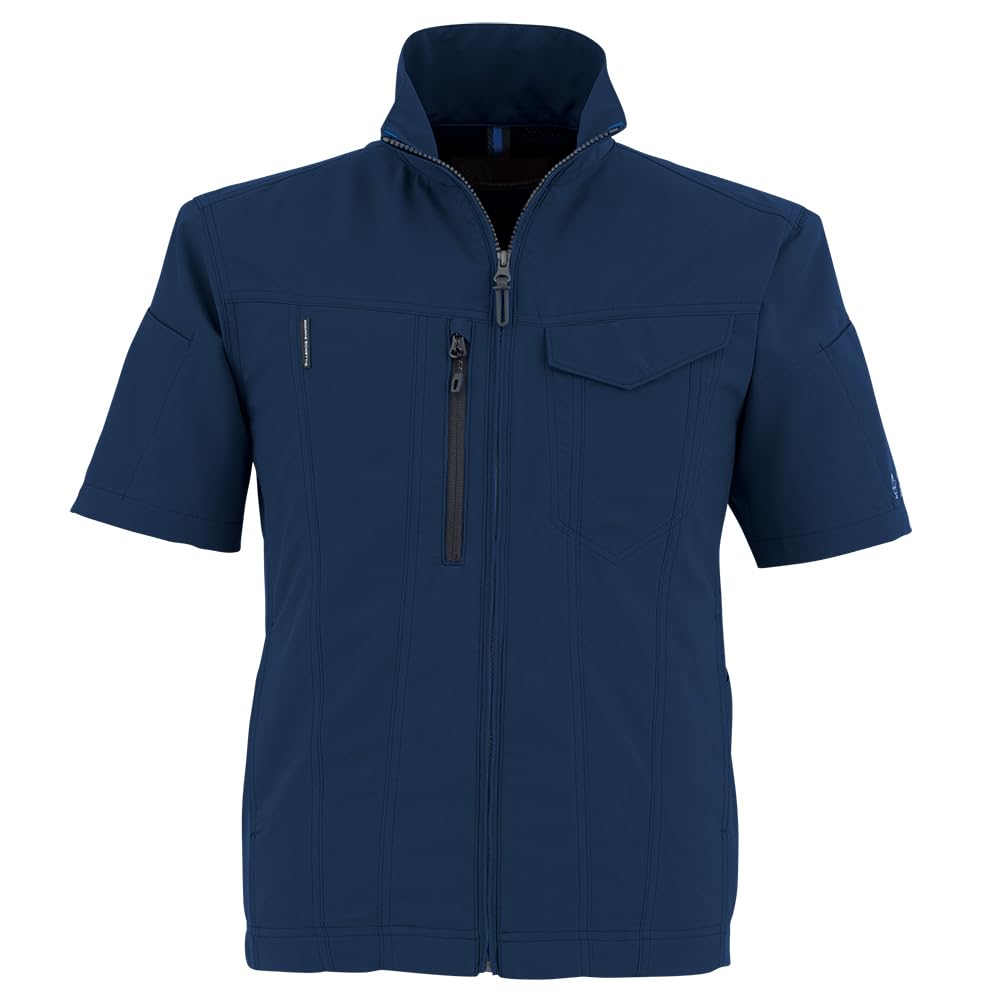 [CO-COS Nobuoka] AE-9050 BOTTLE TECH® Eco Stretch Short Sleeve Blouson, Navy, Size LL