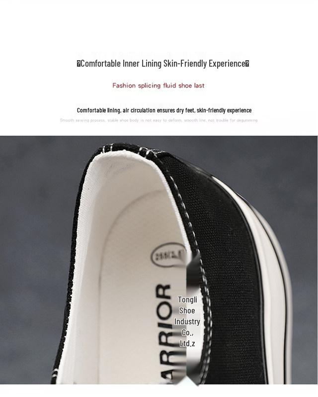 2026 Spring Warrior Low-Top Canvas Shoes: Black & White Casual Sneakers for Men & Women with Thick Soles