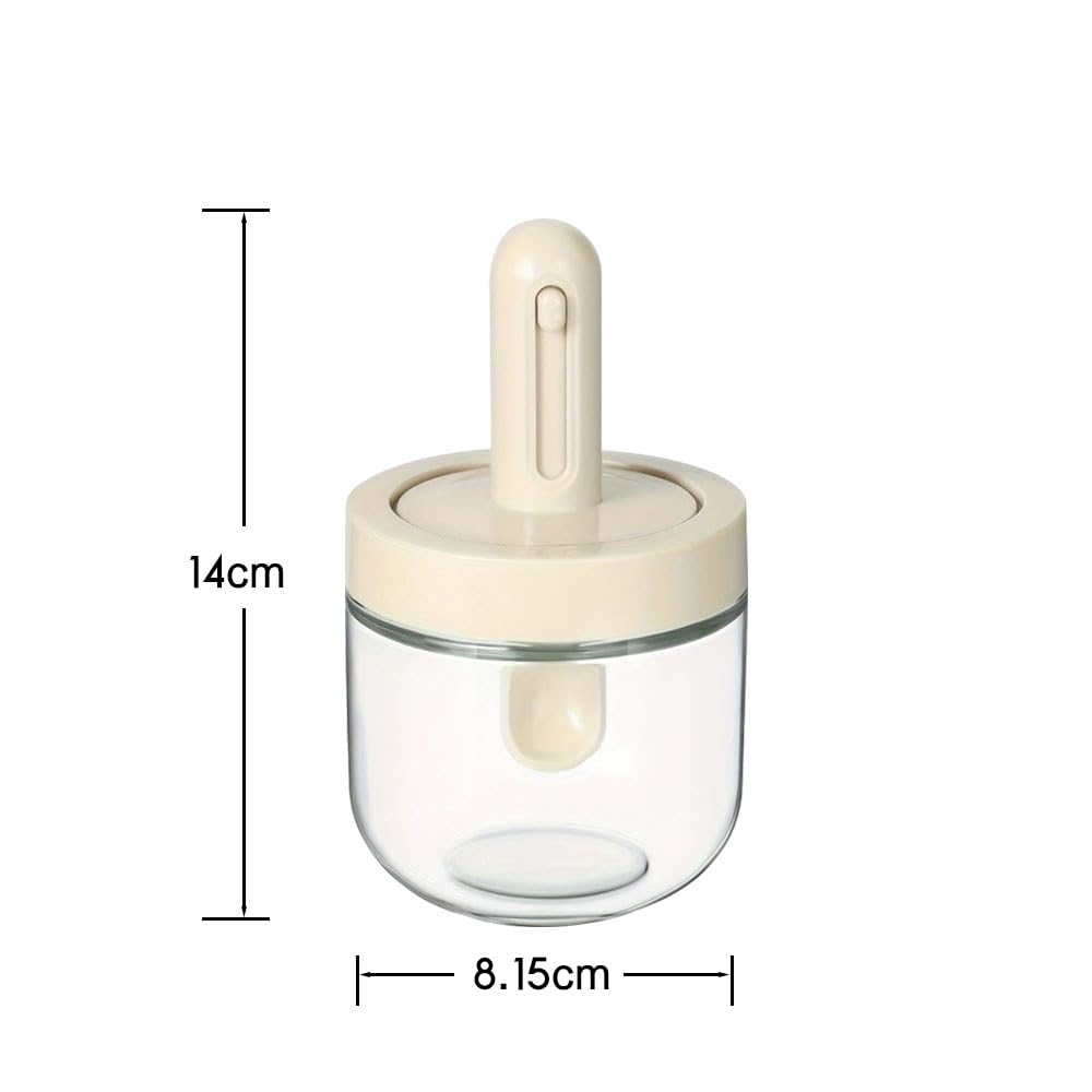 Seasoning Salt Sugar Spice Bottle with Extendable Glass No Easy to Use 3-Piece Shaker, & Shaker, Spoon, Heat-Resistant Container, Moisture-Resistant,