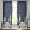 Weihnachts- und Winter Rentier Schnee Landschaft Vorhänge für Wohnzimmer Schlafzimmer Heimdekoration Fenster Voile Tüll Vorhang Drapierungen