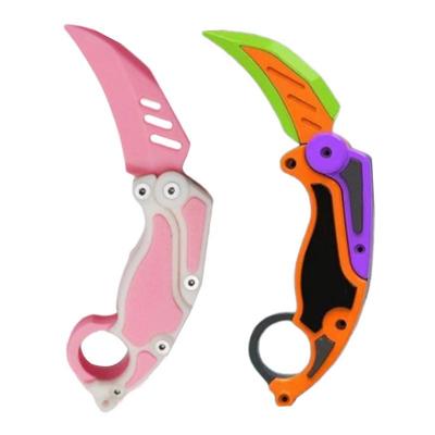 Gravity Carrot Knife 3D Printed Quick Push Card Gravity Claw Knife Toy Butterfly Claw Knife Fidget Sensory Toy For Kids Adults