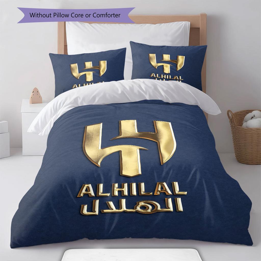 Al-Hilal Saudi FC Pattern Bedding,Quilt Set Quilt Cover Pillowcase Home Birthday Gift(1 * duvet cover + 2 * pillowcase, without core)