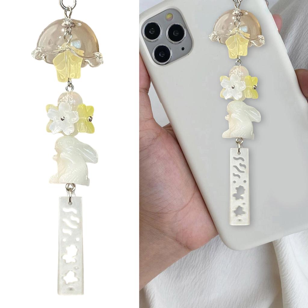 Retro králičí estetický přívěsek na telefon s přívěsky hvězdičky a srdíčka, doplněk pro mobilní telefon, klíče, dekorace na fotoaparát, pro každodenní použití