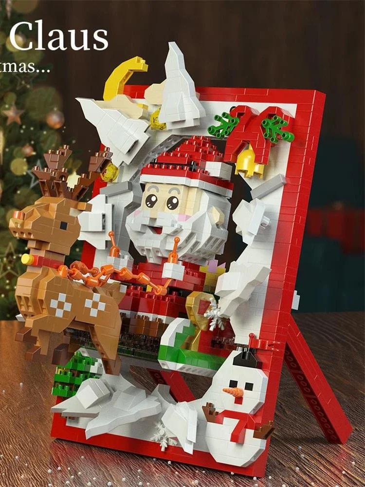 Latest Small Blocks Fun Christmas Tree Goods Music Box Santa Claus Construction Blocks Toy Adults Present Xmas New Year Girl  Yg