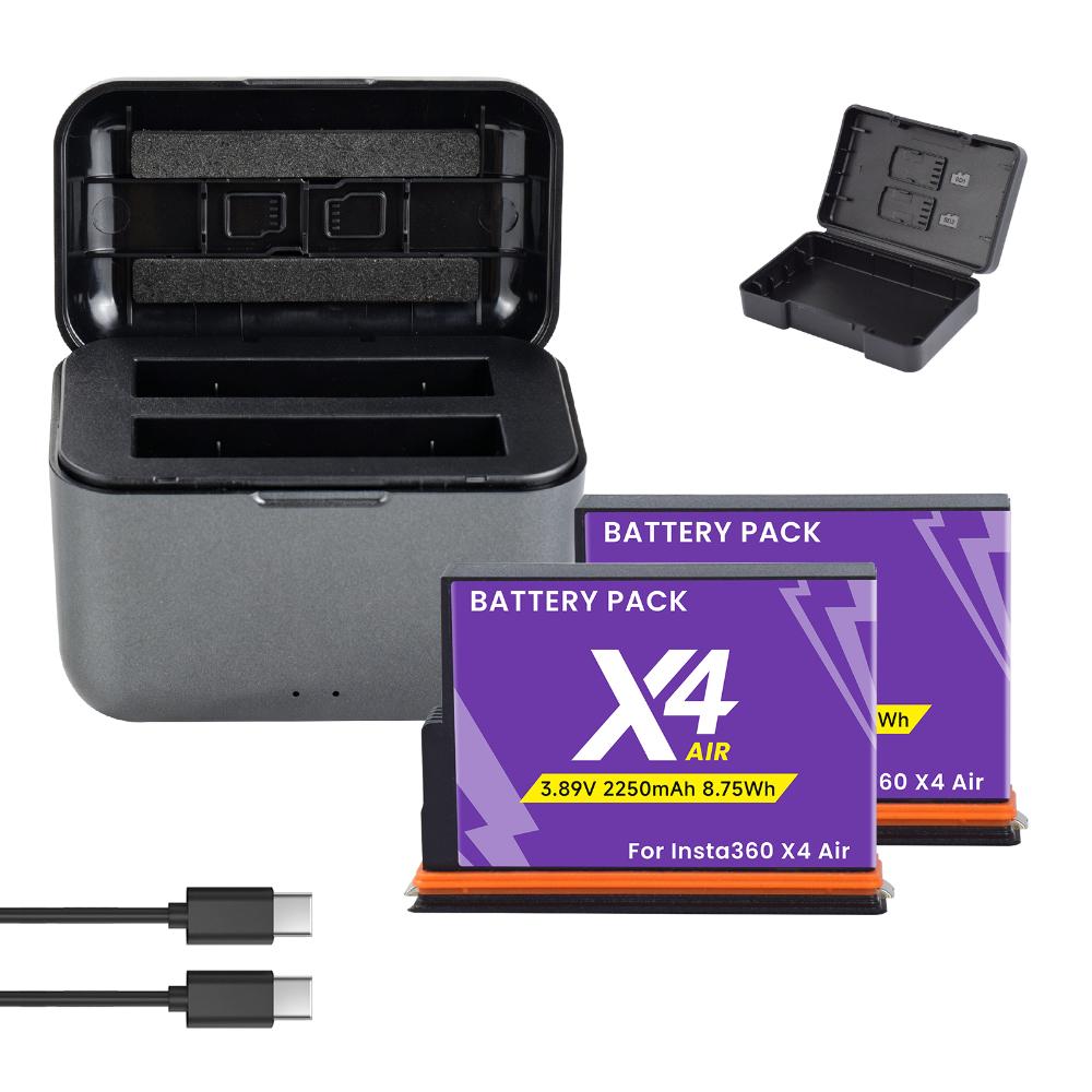 2250mAh Battery for Insta360 X4 Air, 8.75Wh Replacement Battery with Fast Charger for Insta 360 X4 Air Action Camera Accessories