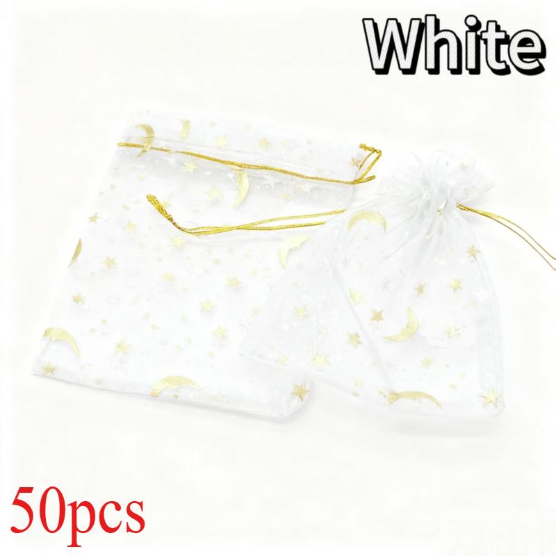 

Moon Stars Drawstring Organza Bags Jewelry Gift Bags Pouches Gold Star Organza Favor Pouches for Christmas Wedding 7x9cm