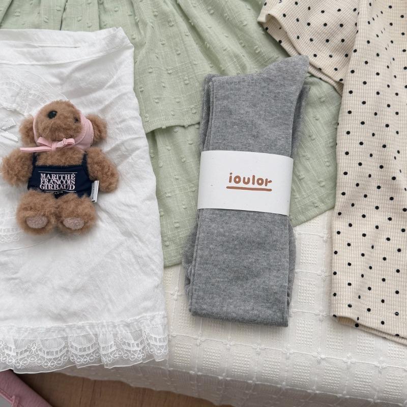Bubble-pile Knee-high Socks Trendy Girls' Anti-slip Ribbed Solid Color Boneless Long Stockings