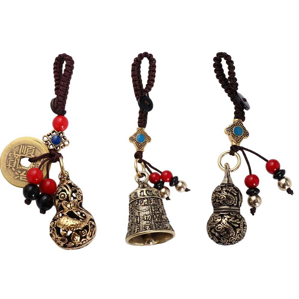 Bell Auspicious Gourd Fengshui Car Keyring Jewelry Findings Keychain Components Brass KeyChains