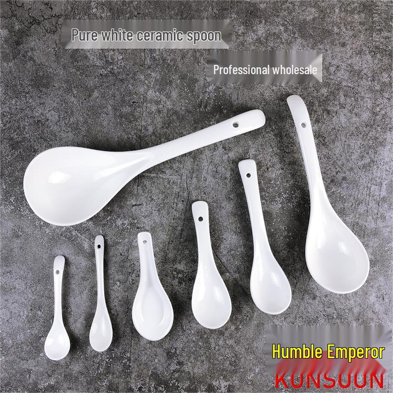 Qianxing White Ceramic Serving Spoons & Scoops