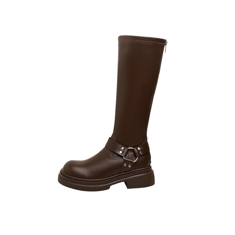 

Осень и зима ботинки Мартин на толстой подошве рабочие ботинки рыцарские ботинки женские кожаные ретро металлическая пряжка ковбойские ботинки в западном стиле высокие ботинки 39 коричневый