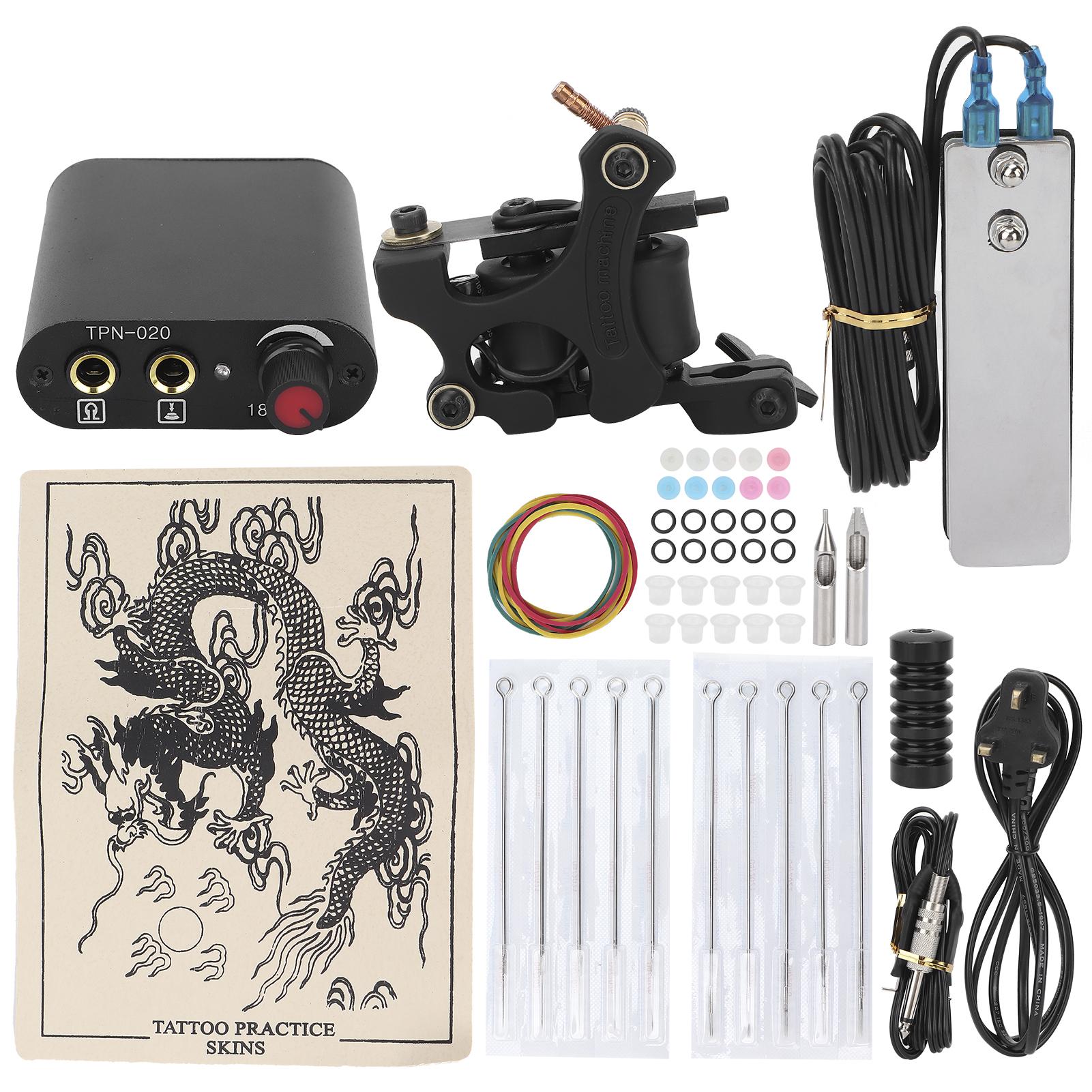 

Body Art 10 Wrap Coil Tattoo Machine 3RL 5RM Tattoo Needle Tattoo Practice Tattoo Tools Kit 90‑265V UK Plug