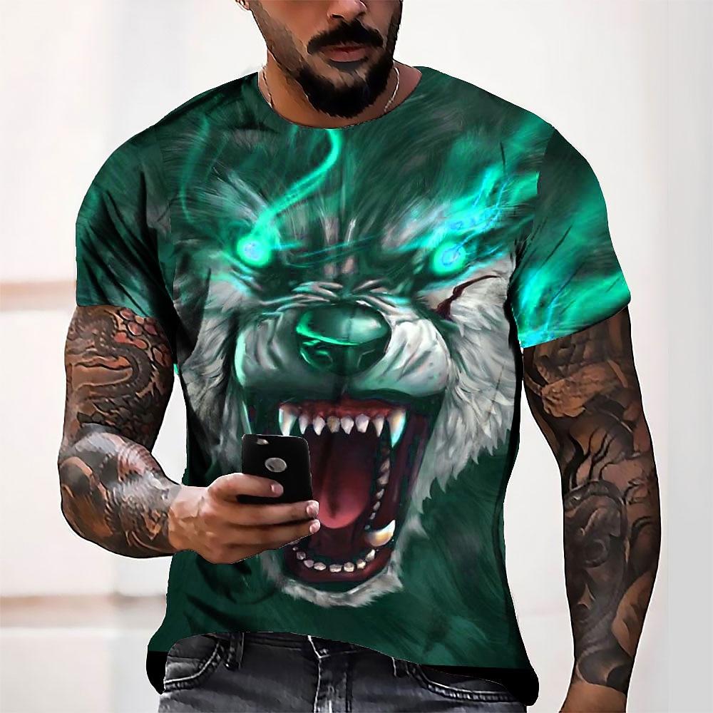 Men's Unisex Wolf Graphic Prints T Shirt Short Sleeve T shirt 3D Print Crew Neck Shirt Sports