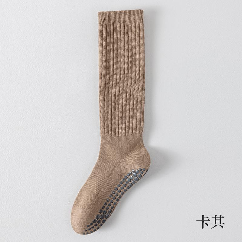 Seamless Custom Logo Grip Barre Trampoline Socks Ankle Pilates Non Slip Yoga Socks Compression Tube Pipe Slouch Crew Socks