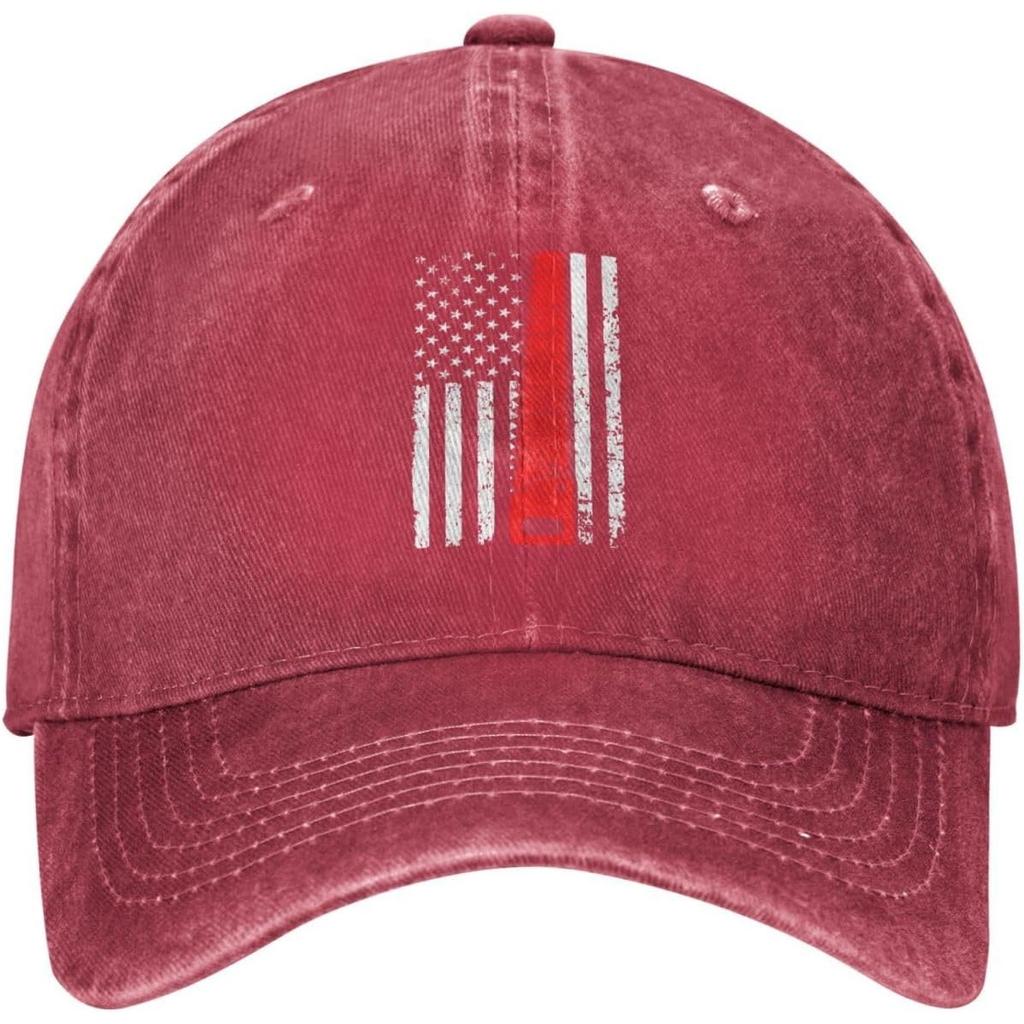 Thin Red Line American Flag Distressed Baseball Cap Vintage Washed Cotton Adjustable Dad Hat